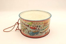 Alte DDR Kinder Spielzeug Blechtrommel 1950er Jahre  Auto Szenen Vintage