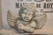 Engel aus Terrakotta, grau, shabby-chic, Grabengel 15 x 19 cm, Gartenengel