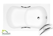 Badewanne 120 x 70 cm Sitzwanne Rechteck Sitzbadewanne mit Sitz Handgriffe Acryl
