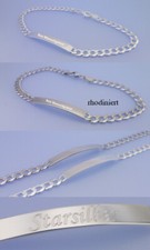 Echt 925 Silber ID Gravurarmband GRAVUR Armband 19 cm Panzerarmband rhodiniert