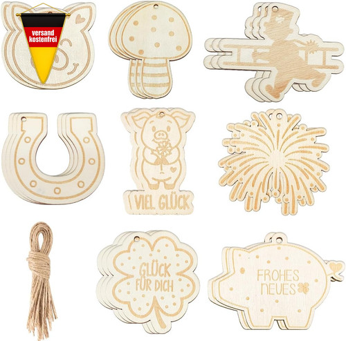 Holz glücksbringer set - glücksbringer,