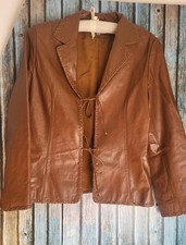 Tolle Lederjacke Jacke Blazer Glattleder Echtleder Cognac Braun ❤️ Gr. 42