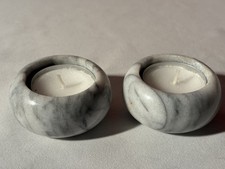 VINTAGE  2er-Set  MARMOR Teelichthalter marmoriert -  aus massivem Marmor