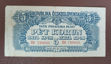 Pet Korun ,1944, Banknote Republika Ceskoslovenska