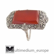 Prachtvoller großer XXL Art Deco Silber Ring Karneol Markasite 20er J