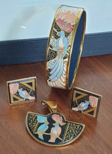 4-tlg. Schmuck-Set MICHAELA FREY vergoldet PAPAGEIEN Armband Anhänger Ohrclips