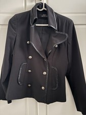 Blazer Schwarz Military Knöpfe paspeln Leder Gr. 38 D&N