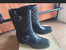 Michael Kors Leder Biker Stiefel in gesteppter Optik