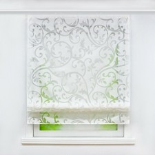 Raffrollo mit Klettband Raffgardine Ausbrenner Fenstergardinen Weiß Modern Voile