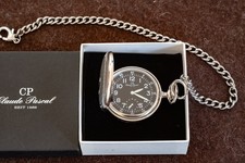 Taschenuhr Handaufzug mit Kette, Stahl, Claude Pascal