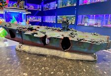 XL 67cm Aquarium Deko Flugzeug Flugzeugträger Bootswrack Ruine Höhle Versteck