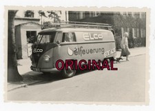 Orig Foto 50er LKW VW Bulli T1 Barndoor aus Berlin mit ELCO Ölfeuerung Werbung