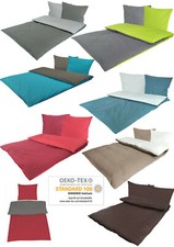 Bettwäsche 135x200 + 80x80 cm 100% Baumwolle Renforcé 2 - 4 teilig uni Wende RV