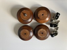4 x Couchfüße, Sofafüße, Möbelfüße, integrierte Rollen, Buche dunkel lasiert (1)