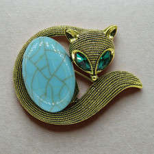 Fuchs Brosche mit Cabochon