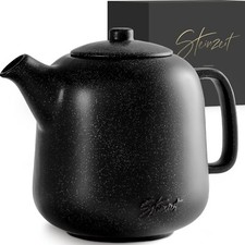 STEINZEIT Teekanne (1,3L) | Keramik mit Edelstahl-Sieb, herausnehmbar, schwarz