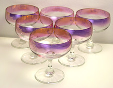 6 Vintage Gläser Sektschalen Champagnergläser Sektglas irisierend gold lila top
