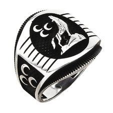 Herrenring 925 Silber Ring Wolf Bozkurt Üc Hilal Gümüş Kurt Göktürk OSMANLI