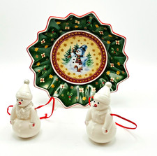 Selten Villeroy & Boch Christmas Set Schale und 2x Schneemann Anhänger