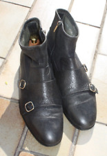 SANTONI Herrenschuhe Businessschuhe Double Monk Stiefelette Gr. 8  42 Schwarz