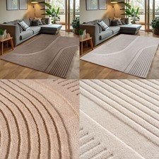 Einfarbig Skandinavischer Boho Teppich Wohnzimmer Beige Creme Waschbarer Teppich