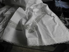 Parade Überschlaglaken Oberlaken Baumwolle doppelte Klöppelspitze  50er J...NEU