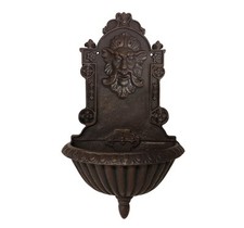 Nostalgie Deko Wandbrunnen Neptun Gusseisen Antik-Stil Braun