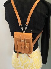 vintage Mini Leder Rucksack leicht Natur  Patina Retro Hippie Boho Deko TOP