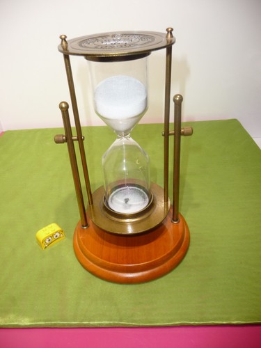 Sanduhr messing holz - messing, glas