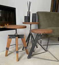 Beistelltisch Couchtisch Holz Metall massiv Eiche höhenverstellbar rund antik