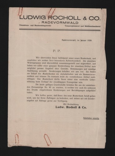 Radevormwald brief 1929 - radevormwald,,