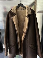 Herren Lammfell Winter Lederjacke braun Alba Moda Shearling Piloten Jacke  Jagd