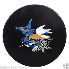 Handgefertigte schwarze Marmor Beistelltischplatte Intarsien Italienische Flo...