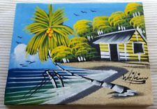 Ölgemälde  handgemalt signiert Leinwand auf Holz bezogen "Karibik-Motiv"