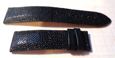 Älteres Lederband für Armbanduhr 22 mm schwarz Rochenleder Stingray J. M. S2