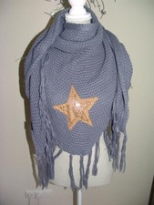 •●♥ SAMAYA - Tuch Schal Dreieckstuch - blau mit Stern - 185 x 82 cm ♥●•!