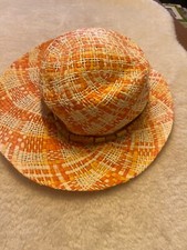 Sommerhut Sonnenhut Hut Mädchen Kinder orange Sommer weiß Strohhut