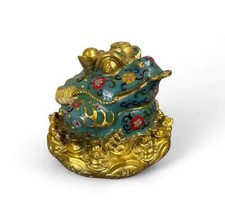 Fengshui Geldfrosch chinesische Geldkröte Bronze Cloisonne China Skulptur
