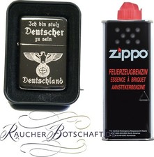 ICH BIN STOLZ DEUTSCHER ZU SEIN EK Reichsadler USA Markenbenziner + ZiPPO Benzin