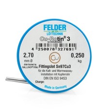 30 x FELDER Fittingslot Cu-Rotin®3 2,7 mm 250 g S-Sn97Cu3, Sanitär/Heizung NEU