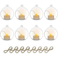 Windlicht Glas Hängend mit LED Kerzen Set für Feier Deko Basteln Hochzeit Par...