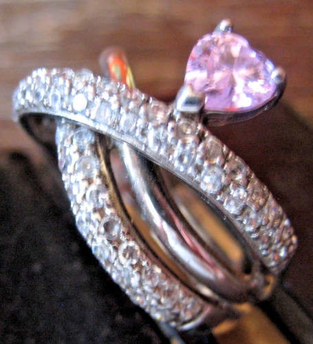 Cocktailring herz rosa topas - herz,