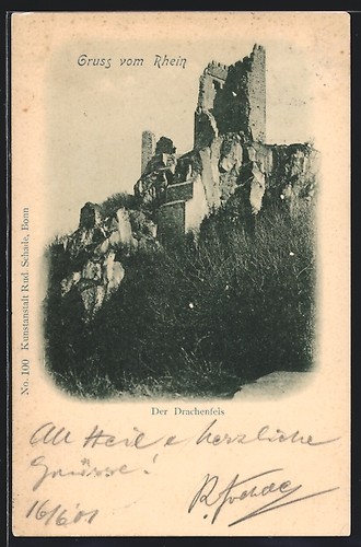 Ansichtskarte drachenfels - ansichtskarte,