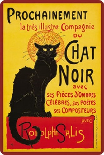 Chat noir katzen blechschild - chat,
