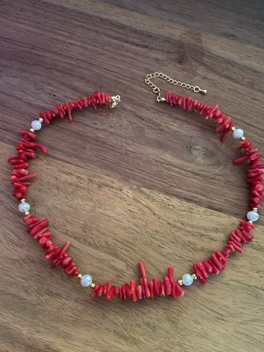 Korallenkette mit perlen cm - korallenkette,