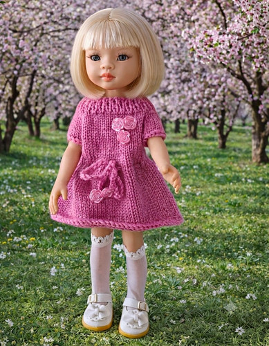 Strick puppenkleid altrosa - puppenkleid,