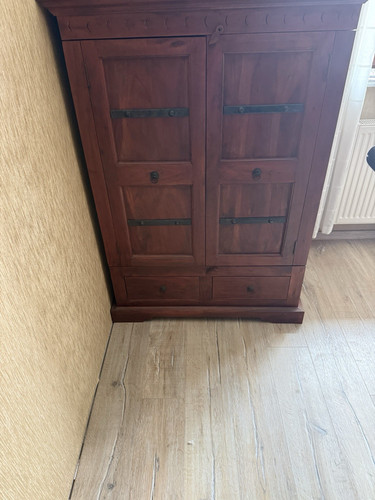 Antiker holz metall schrank - antiker, holz-metall-schrank