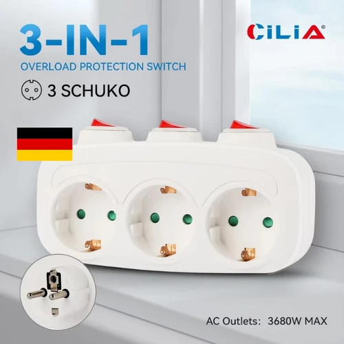 Fachs steckdose - 3-fachs, eu