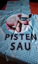 Bettwäsche 135 x 200 Pistensau mit Skifahrer Schweinchen Hellblau