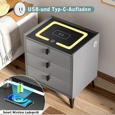 Smart Nachttisch Schrank Mit 2/3 Schubladen LED Drahtloses Aufladen Schlafzimmer
